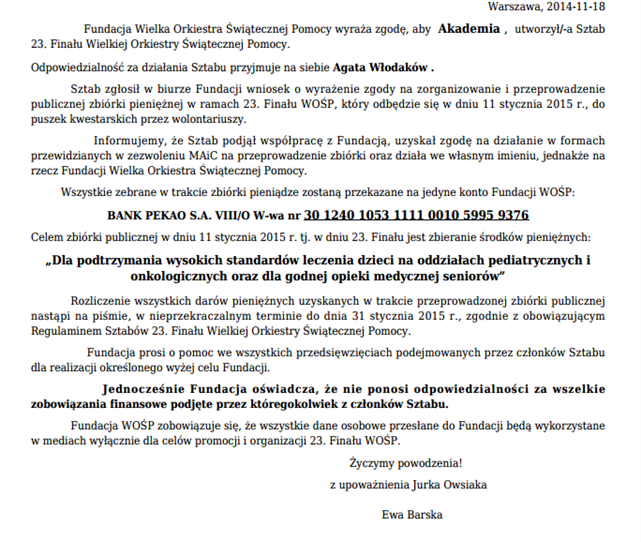 Tresc Na Strone Zgopda Na Wosp