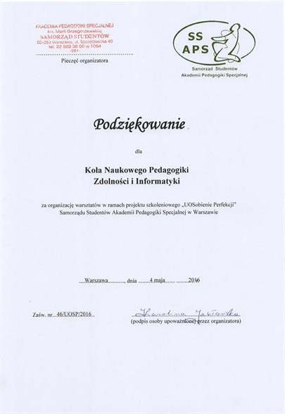 Podziękowanie