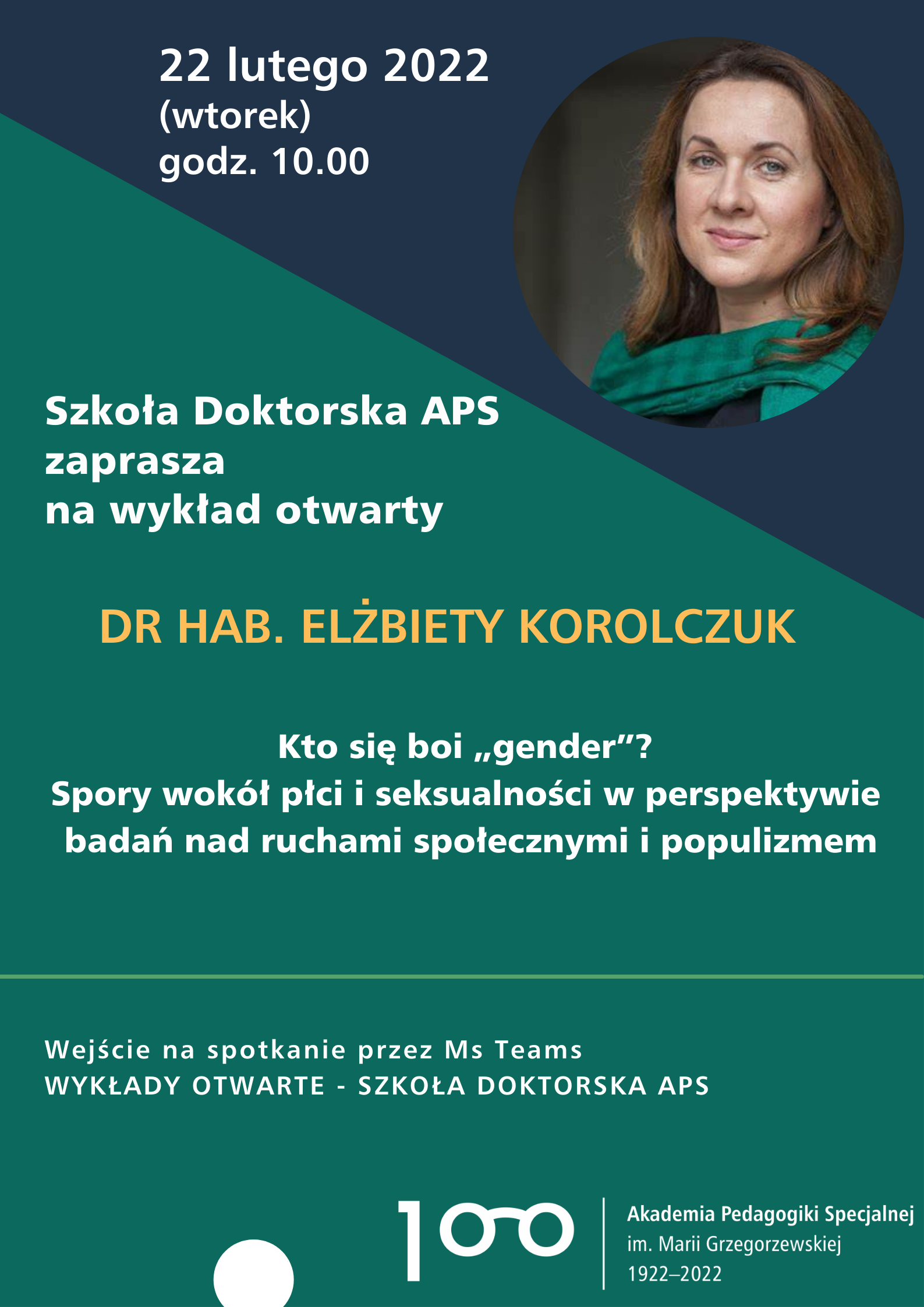 Kto sie boi gender - plakat wykładu otwartego w Szkole Doktorskiej APS