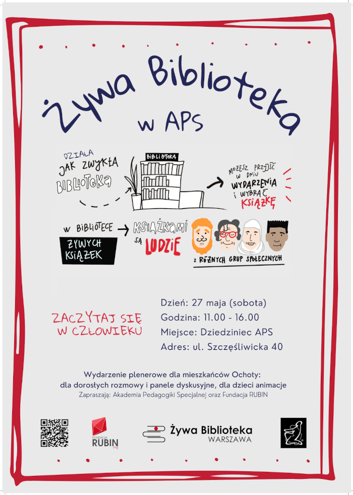plakat informujący o Żywej Bibliotece
