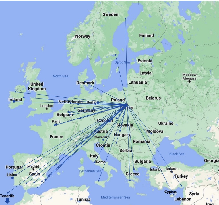 map of Erasmus partners