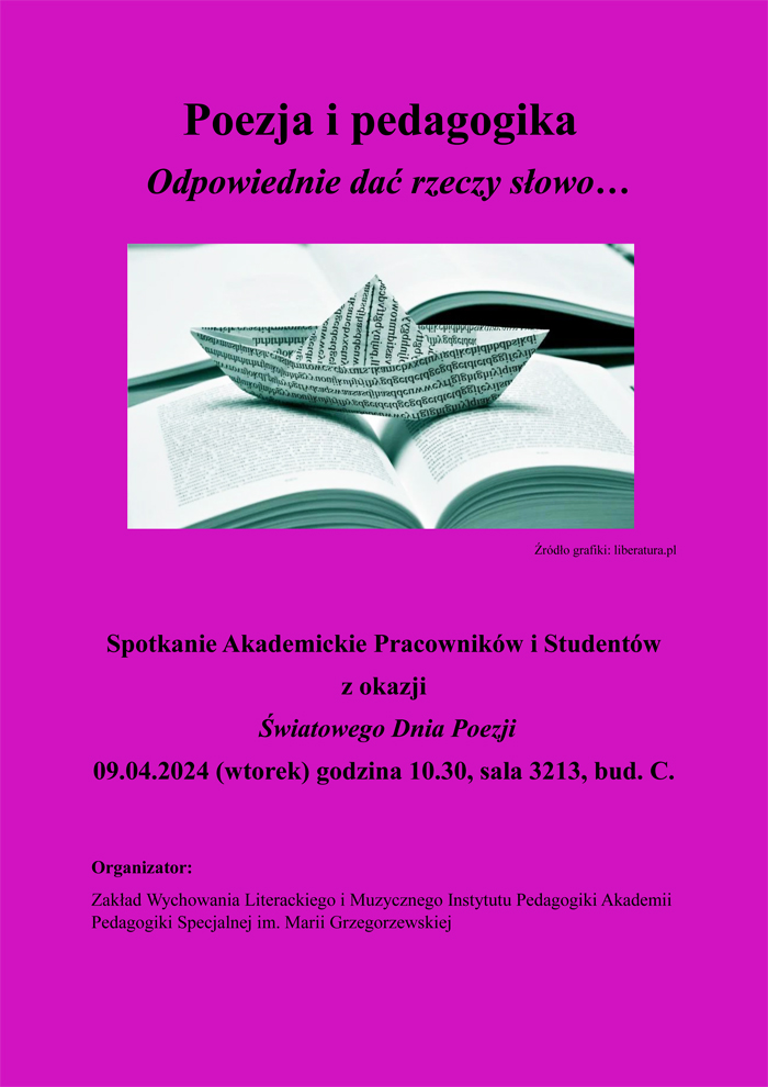 Poezja i pedagogika - spotkanie z okazji Dnia Poezji